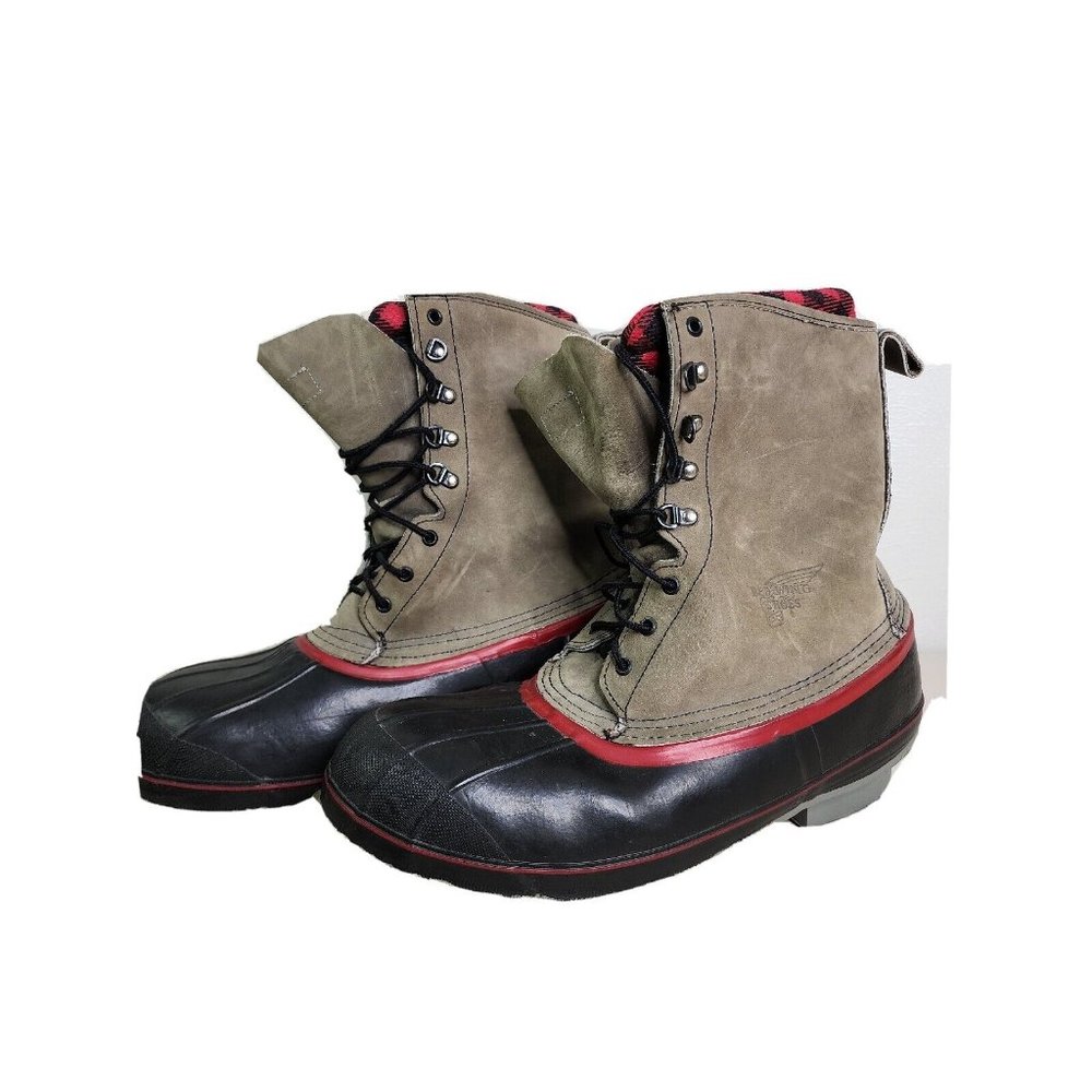 Red Wing Boots Mens 13 Steel Shank Toe Felt Sock Lined Duck Lace Leather GUC